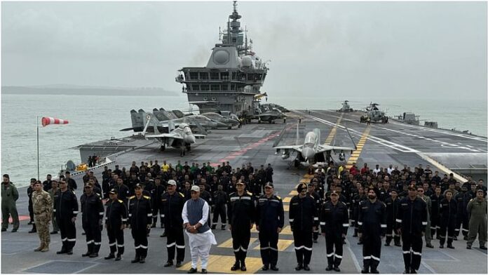 <b>भारत-की-समुद्री-शक्ति-का-प्रतीक:-आईएनएस-विक्रांत-पर-राजनाथ-सिंह-का-बयान</b>